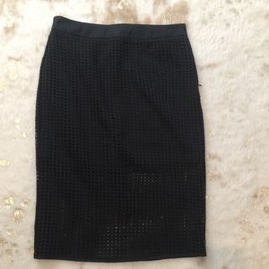Black Pencil Skirt with Overlay